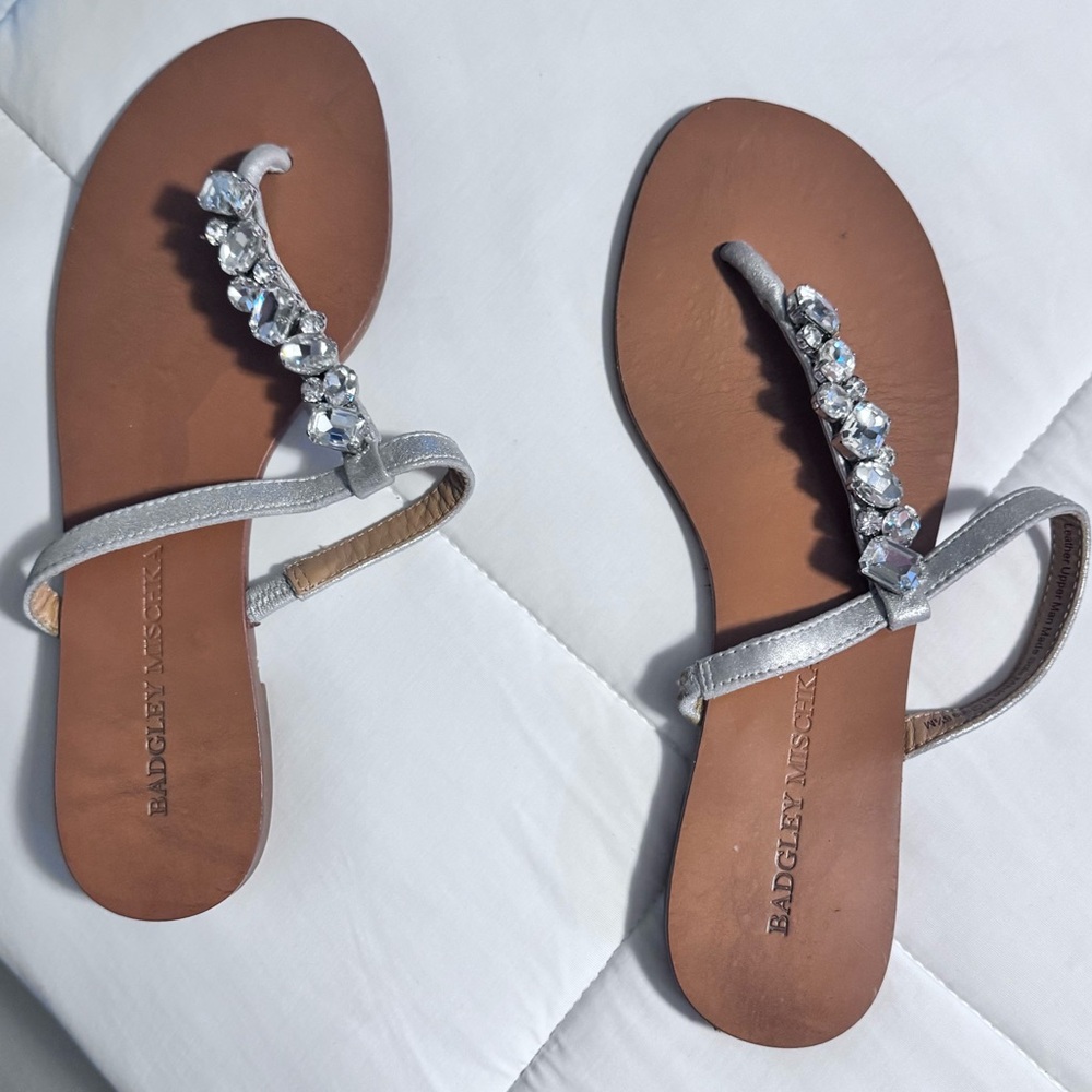 Badgley mischka jeweled thong sandals